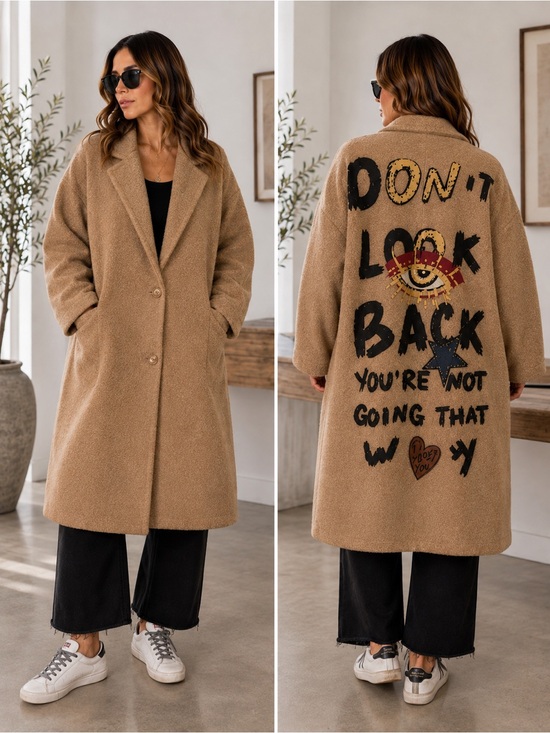ShopEvelynne Jackets & Blazers - MADE IN ITALY Coat with Graphic Design